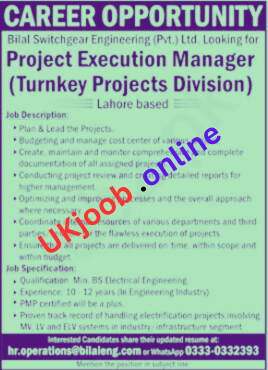 Electrical Engineering Jobs Bilal Switchgear Pvt Ltd Legal PostsUKjoob .online